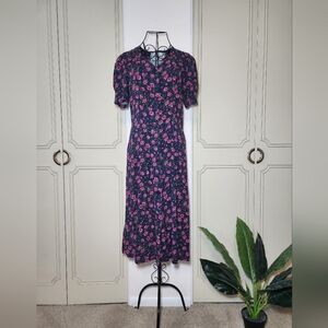 Vintage Caroline Wells Floral Midi Button Down Dress